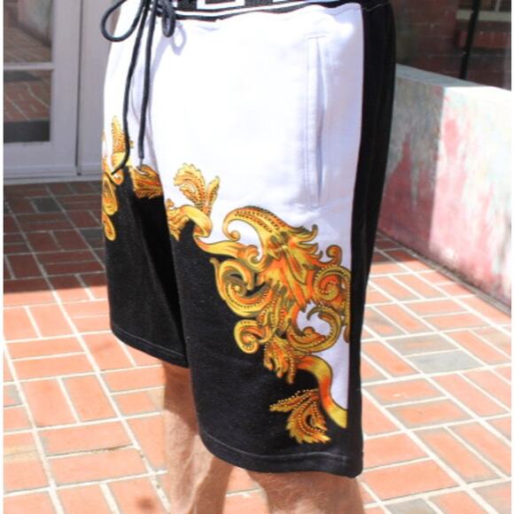 Reason Rhinestone Basketball Shorts Mens Sz S Gold Black White Colorful Dopamine - Picture 5 of 9